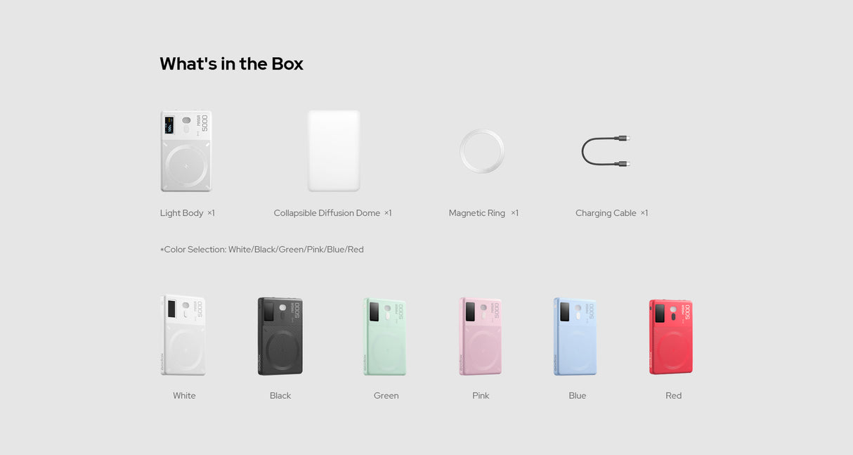 Godox MA5R RGB LED Light and Power Bank