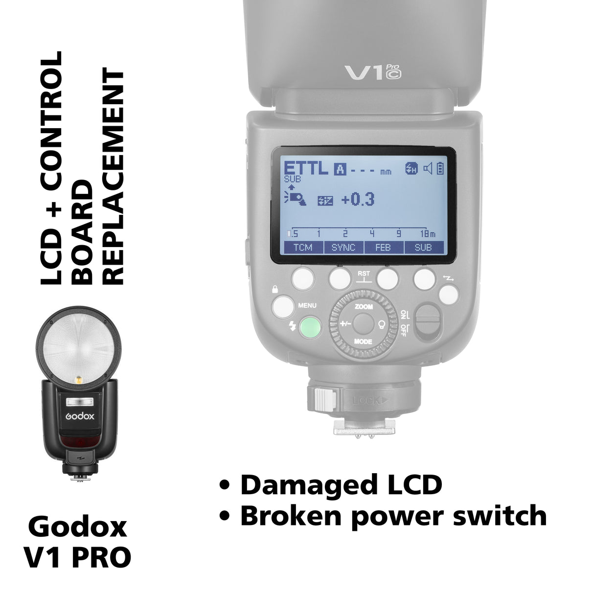 Godox V1 PRO LCD and Control Board Replacement