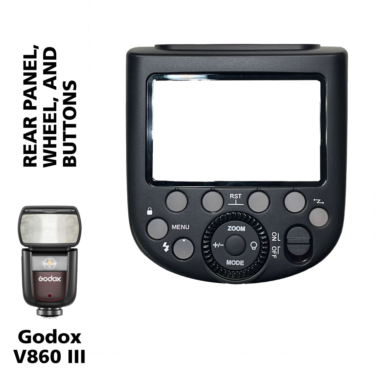 Godox V860III Rear Panel, Control Wheel, and Button Replacement