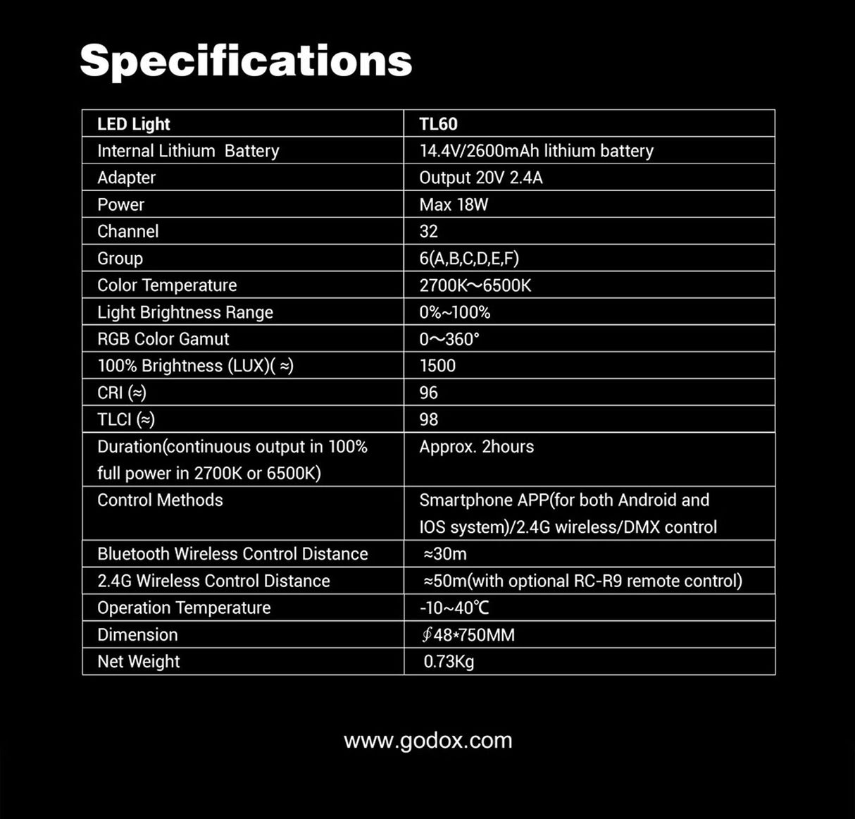 Godox TL60 RGB Tube Light