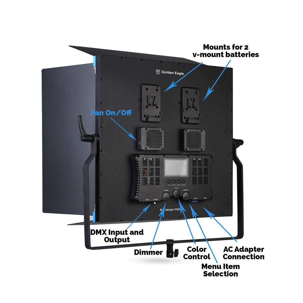 Golden Eagle V300 300w 22" Square BiColor LED Panel