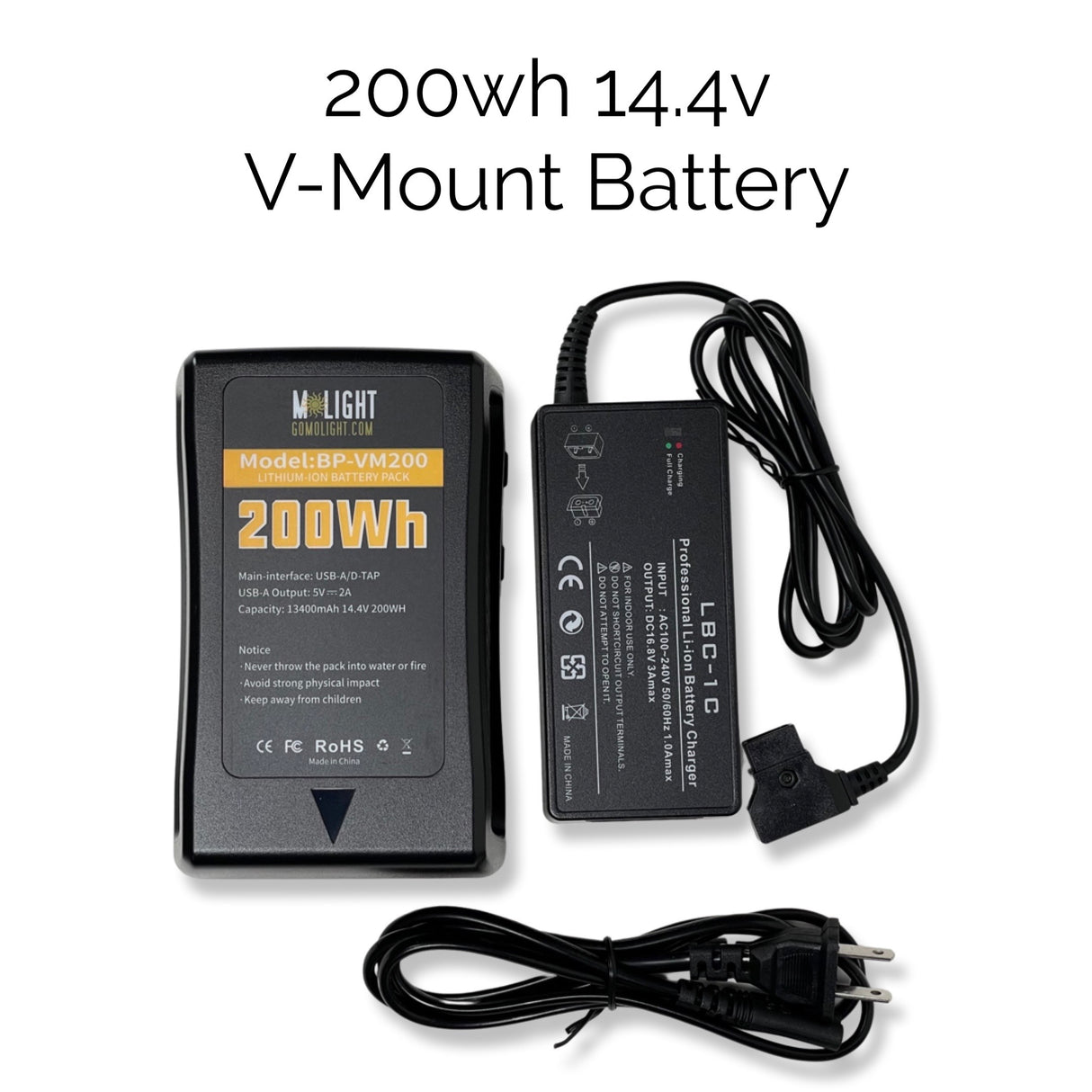 MoLight 200wh 14.4v V-Mount Battery and Charger