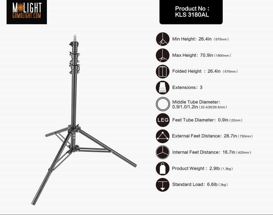 MoLight 3180 71" Light Stand