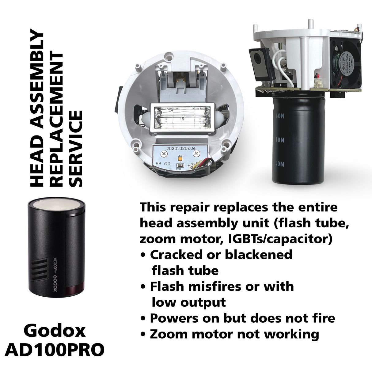 AD100PRO Flash Tube and Head Assembly Replacement Service