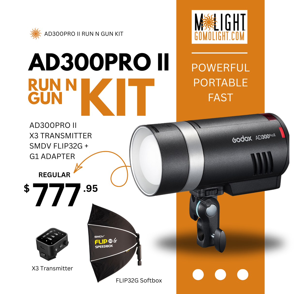 AD300Pro II Run n Gun Kit with FLIP32G