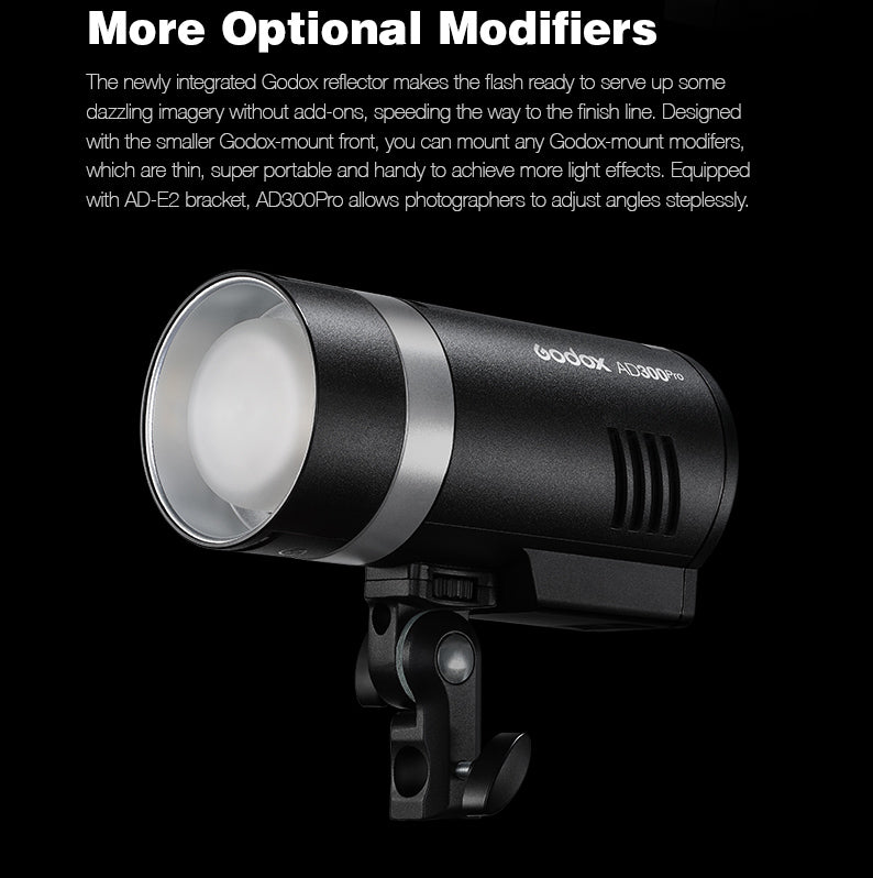 Godox AD300 Pro AD300Pro Flash Strobe Monolight, 300Ws Outdoor Flash, 2.4G  HSS 1/8000s Portable Flash with Godox S2 Speedlite Bracket Compatible for