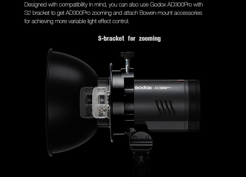 GODOX AD300Pro Outdoor Flash Strobe Monolight, 300Ws 2.4G TTL HSS 1/8000s  Portable Flash Speedlight with Bi-Color Modeling Lamp and Recharagable