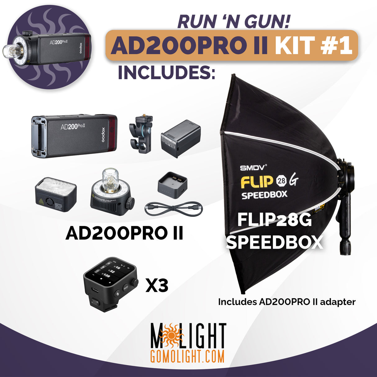 AD200PRO II Kit #1 with FLIP28G