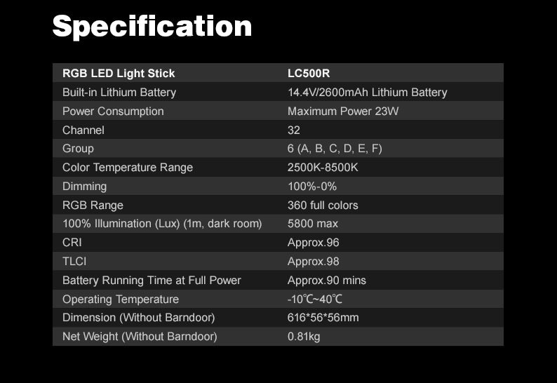 Godox LC500R RGB Colored LED Light Stick