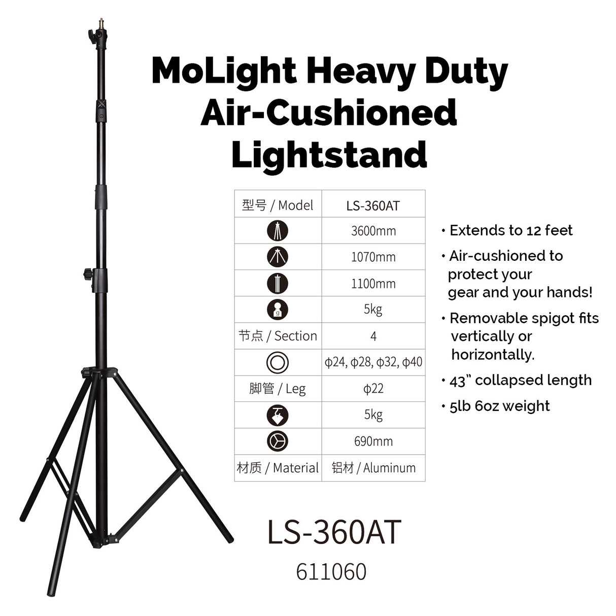 MoLight Heavy Duty 12' Stand